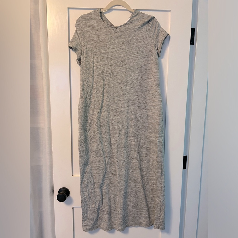 J. Jill Pure Pima Cotton Jersey Elevated Maxi Dress short sleeve  grey Medium